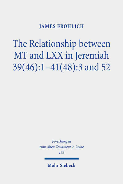 In this work, James Frohlich analyzes the Septuagint translation technique in Jeremiah 39(46)-41(48):3 and 52 in order to determine if the large-scale differences between MT and LXX in these chapters were caused by the LXX translator. Since the Hebrew text of Jeremiah 52 largely parallels that of 2 Kings 24:18-25:30, and Jeremiah 39(46)-41(48):3 has various parallels with 2 Kgs 25:22-26, the author also focuses on the differences between the Septuagint translations in these parallel texts. Along with a study of translation technique, he also considers the nature of the MT pluses and analyzes the agreements and disagreements between Jeremiah 39(46)-41(48):3 and 52 MT/LXX with the parallel text in 2 Kings 24:18-25:30 MT/LXX. James Frohlich concludes that the large-scale differences between MT and LXX in Jeremiah 39-41:3 and 52 are due to a divergent Hebrew Vorlage used by the Septuagint translator.