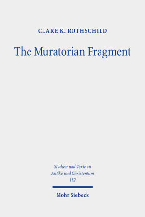 This volume offers an introduction, critical edition, and fresh English translation of the Muratorian Fragment. In addition to addressing questions of authorship, date, provenance, and sources, Clare K. Rothschild carefully analyzes the text's language, composition, genre, and possible functions with reference to a breathtaking range of scholarly positions and findings from the eighteenth century to the present. She also investigates its position within the eclectic eighth-century Muratorian Codex (Ambr. I 101 sup.). A line-by-line philological commentary draws attention to literary, philosophical, and religious aspects of the individual traditions represented. This study should be of interest to scholars of the New Testament and early Christian literature, as well as experts on the emergence of the canon and historians of the Latin Medieval West.