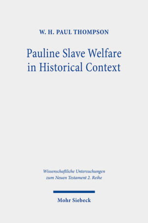 W. H. Paul Thompson critiques modern scholarship on Pauline slavery for failing to define and reason consistently about equality. Instead, he engages in an equality analysis of Aristotle and Seneca in their Greco-Roman contexts, the Torah and its Jewish reception, and selected Pauline texts. Focusing on slave welfare − how slaves should be treated relative to free persons of the same historical context − rather than on abolitionism or reinforcement of slave submission, the author argues for a distinctive Jewish ethic of numerically equal treatment between slave and free that imitates Yahweh's impartiality. The Apostle reorients this ethic into a Christocentric framework to intensify both the quality of slave obedience and the degree of slave welfare required relative to the prevailing Roman ethos.