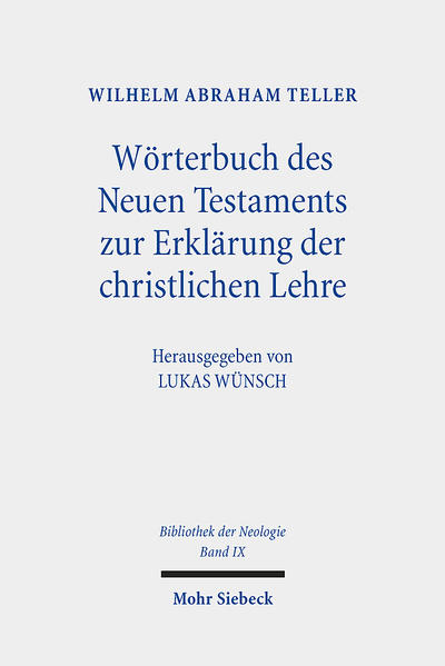 Nachdem Wilhelm Abraham Teller (1734-1804) als Theologieprofessor in Helmstedt wegen seiner dogmenkritischen Bibelauslegung gescheitert war, entwickelte er sich als preußischer Oberkonsistorialrat und Propst zu einem "der vornehmsten der Berliner Aufklärungstheologen" (A. v. Tholuck). Zu diesem Ruf verhalf ihm maßgeblich sein "Wörterbuch des Neuen Testaments“, das mit sechs Auflagen (1772-1805) und einem Band aus "Zusätzen" nicht nur seine erfolgreichste Publikation, sondern auch einen Schlüsseltext der Aufklärungstheologie darstellt. In diesem sowohl für die "Lehrer der Religion" als auch für christliche Laien bestimmten Werk unterscheidet Teller "die unveränderliche Lehre des Evangeliums" von der je " verschiedenen Lehrart derselben Religionswahrheit nach Zeiten, Umständen und Personen des Schriftstellers wie der Leser“. Damit bemüht er sich anhand der Hauptbegriffe des Neuen Testaments, die Fortschritte der historisch-kritischen Bibelwissenschaft für den privatreligiösen Bibelgebrauch und die Christentumspraxis fruchtbar zu machen. Außerdem liefert er Vorschläge für eine zeitgemäße Aktualisierung der Lutherübersetzung.