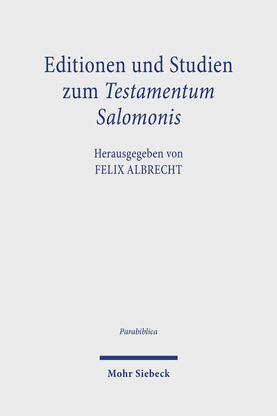 Das Testamentum Salomonis erzählt die legendäre Geschichte von König Salomo, der, unterstützt von Dämonen, den Jerusalemer Tempel erbauen ließ. Als ein Dämon den Lieblingsdiener Salomos befällt, bittet der König Gott um Hilfe. Und tatsächlich sendet dieser den Erzengel Michael, um Salomo einen magischen Siegelring zu überreichen, der ihn dazu befähigt, Dämonen zu rufen und zu binden. So bezwingt Salomo nacheinander eine Reihe von Dämonen und macht sie für den Tempelbau dienstbar. Der vorliegende Band versammelt sechs überwiegend editionsphilologisch ausgerichtete Beiträge und vier Studien zu dieser spätantiken parabiblischen Schrift. Die Beiträge widmen sich der griechischen, arabischen, koptischen und georgischen Tradition um König Salomo als Exorzist und Tempelbauer. Sie bieten neue Zugänge zu bekannten Traditionen nebst editorisch neu erschlossenem Quellenmaterial.