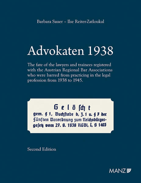 Advokaten 1938 English edition | Ilse Reiter-Zatloukal, Barbara Sauer