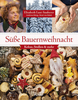 Weihnachtszeit - das Knistern der Kerzen, das Grün der Tannenzweige und der feine Duft der süßen Kekserl und Krapferl aus der Küche. Backen hat gerade am Land eine ganz besondere Tradition: Alte Rezepte werden immer wieder neu abgewandelt, die beliebtesten Kekse schmecken aber natürlich am besten so, wie sie die Oma gemacht hat. Zum Nachmachen und Einstimmen verrät die beliebte Weinviertler Seminarbäuerin Elisabeth Lust-Sauberer ihre besten Familienrezepte, die gemeinsam mit stimmungsvollen Texten zur Advent- und Weihnachtszeit sowie bezaubernden Fotos für festliche Stimmung sorgen. Aus der Bauernbackstube: ›› Omas Vanillekipferl ›› Ischler Krapferl ›› Ruckzuck-Lebkuchen ›› Klosterkipferl ›› Topfenstollen ›› Eierlikörkugerl ›› Bratäpfel ›› Kletzenbrot