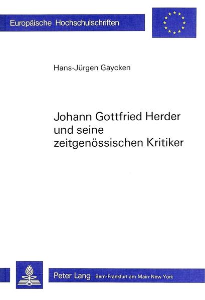 Von den 40 Jahren der Bestehenszeit der Allgemeinen Deutschen Bibliothek (1765-1806) fallen 37 Jahre in die Zeit Herders literarischen Schaffens. Sein Gesamtwerk wurde in diesem äusserst einflussreichen literarischen Organ der Aufklärung fast völlig rezensiert. Diese Studie dient hauptsächlich dazu, dem Leser an Hand von vielen kritischen Zitaten einen möglichst vollständigen Überblick über die Herderkritik zu vermitteln. So ist sie ihrer Anlage und Funktion nach vor allem dazu gedacht, sachliche Auskunft zu geben.