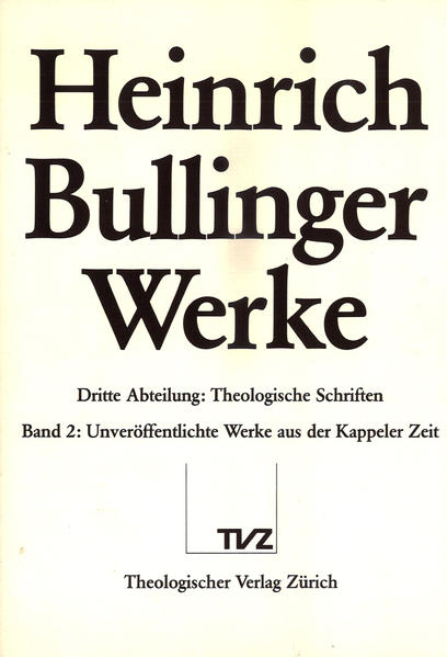 Dieser zweite Band der Theologischen Schriften enthält ungedruckte Schriften Bullingers aus den Jahren 1523-1526. Sie entstanden somit in der Zeit, da Bullinger als junger Klosterlehrer in Kappel am Albis wirkte (1523 war Bullinger 19 Jahre alt!). Die meisten dieser Texte handeln vom Abendmahl. Es fällt auf, dass Bullingers Polemik sich hauptsächlich gegen die Lehre der römischen Kirche richtet, obwohl der Abendmahlsstreit zwischen Luther und Zwingli bereits in voller Schärfe entbrannt war. Im weiteren werden hier erstmals die für Bullingers Theologie so wichtigen Äußerungen über sein Schriftverständnis abgedruckt. Andere Schriften handeln von der Taufe, von der Höllenfahrt und vom Seelenschlaf. Interessant ist, daß schon in diesen ganz frühen Schriften wesentliche Züge der Bundestheologie ausgebildet sind. Knappe Einführungen zu jedem Text erläutern die wichtigsten Umstände, die zu seiner Entstehung führten. Wichtigstes Ziel der Bearbeiter war die Darbietung eines verstehbaren Textes. Dies erforderte, insbesondere bei den deutschen Texten, relativ reichhaltige, im Apparat dargebotene Worterklärungen, solche erleichtern den weniger geübten und vor allem den fremdsprachigen Interessenten den Zugang zu diesen Texten.