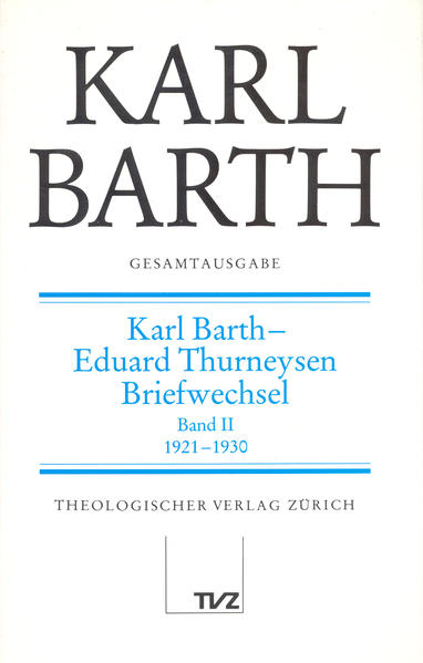 Die Anfänge von Barths Theologie sind im ständigen Austausch mit seinem Freund Eduard Thurneysen entstanden, mit dem er bis zu seinem Tode in enger Verbindung blieb. Die gesamte Korrespondenz zwischen beiden umfaßt über 1000 Briefe und Postkarten. Innerhalb der Karl Barth-Gesamtausgabe wird dieses Material seit 1973 in größerer Vollständigkeit dargeboten: Band 1 (1913-1921) umfaßt die Jahre im Aargau, wo Barth und Thurneysen Landpfarrer waren, wo das Suchen nach rechter Verkündigung des Wortes Gottes zum Hauptthema wurde, wo neben den Zeitereignissen (Erster Weltkrieg) die Arbeiterlage, der Sozialismus und der religiöse Sozialismus als bedrängende Probleme vor ihnen standen. Band 2: (1921-1930) Nach dem Erscheinen des ersten und des zweiten 'Römerbriefs' wird Barth 1921 als Honorarprofessor in das neugeschaffene Lehramt für Refonnierte Theologie in Göttingen berufen. Thurneysen ist von 1920 bis 1927 an einer Vorstadtgemeinde von St. Gallen tätig. 1925 wird Barth ordentlicher Professor in Münster i. W. Der Weg zu seinem Hauptwerk, der 'Kirchlichen Dogmatik', zeichnet sich ab. Die Fortsetzung des Briefwechsels-in Barths Bonner Jahren (1930-1935) in noch fast unvenninderter Häufigkeit, seit seiner Übersiedlung nach Basel, wo auch Thurneysen lebte, nur noch sporadisch-hoffte Eduard Thurneysen in einem dritten Band bald nach den ersten beiden veröffentlichen zu können. Sein Tod im Sommer 1974 hat das verhindert. Die Publikation dieses abschließenden Teils befindet sich in Vorbereitung.