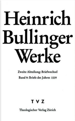 Die Korrespondenz des Zürcher Reformators Heinrich Bullinger (1504-1575), des Nachfolgers von Zwingli, ist qualitativ wie quantitativ von ausserordentlicher historischer und theologischer Bedeutung: mit ca. 2000 Bullingerbriefen und 10.000 Gegenbriefen handelt es sich um die wohl umfangreichste des 16. Jahrhunderts überhaupt. Bullinger war eine der prägenden Gestalten in der Konsolidierungsphase der Schweizer Reformation. Die Edition seines Briefwechsels (bisher 9 Bände) erschliesst einen Schatz an reformations- und kulturgeschichtlichen Dokumenten. Neben vielen anderen Themen treten in Bullingers Briefwechsel des Jahres 1539 besonders die Bemühungen um einen religiösen Ausgleich im Reich hervor. Dem geplanten protestantisch-katholischen Religionsgespräch brachten die Zürcher und Konstanzer Theologen grosse Skepsis entgegen. Einen weiteren Schwerpunkt bilden die erbitterten Auseinandersetzungen um das rechte Verhältnis von Universität und Kirche in Basel, in die Bullinger mit hineingezogen wurde. Während der Horizont seiner Korrespondenz im vorliegenden Jahrgang spürbar europäischer wird, finden sich unter den 133 Briefen auch immer wieder Dokumente, die seine massgebliche Rolle im Kirchen- und Staatswesen von Zürich beleuchten.