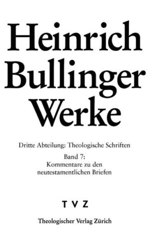 Im Geist der Reformation verstand Heinrich Bullinger Theologie in erster Linie als Auslegung der Heiligen Schrift. Mit diesem Band-dem siebtem in der Reihe seiner Theologischen Schriften-wird die Edition seiner Kommentare zu den neutestamentlichen Briefen fortgesetzt. Darin enthalten sind die Auslegungen zu den Briefen an die Galater, Epheser, Philipper und Kolosser. Die Texte sind anhand der Erstauflage sowie der ersten Gesamtausgabe der Kommentare Bullingers zu den neutestamentlichen Briefen (1537) historisch-kritisch ediert worden. Die Edition wird durch eine insgesamt vier Register (Bibelstellen, Quellen, Personen und Orte) erschlossen.