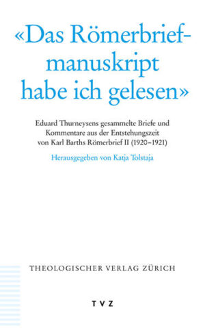 Im Vorwort zu seinem epochalen 'Römerbrief' (1922) schrieb Karl Barth, Eduard Thurneysen habe 'das ganze im Entstehen begriffene Manuskript gelesen, begutachtet, und sich durch Einschaltung zahlreicher vertiefender, erläuternder und verschärfender Korollarien, die ich meist fast unverändert übernommen habe, in sehr selbstloser Weise ein verborgenes Denkmal gesetzt'. Die hier erstmals vollständig edierten Briefe und Dokumente Thurneysens aus dieser Zeit zeigen, wie intensiv er an Barths Werk beteiligt war und wie er buchstäblich mitgeschrieben hat. Die Edition ergänzt den bereits publizierten Briefwechsel zwischen Karl Barth und Eduard Thurneysen, in dem viele Briefe Thurneysens weggelassen oder stark gekürzt worden sind. Sie wirft damit neues Licht auf die 'Arbeitsgemeinschaft' der frühen Dialektischen Theologie.