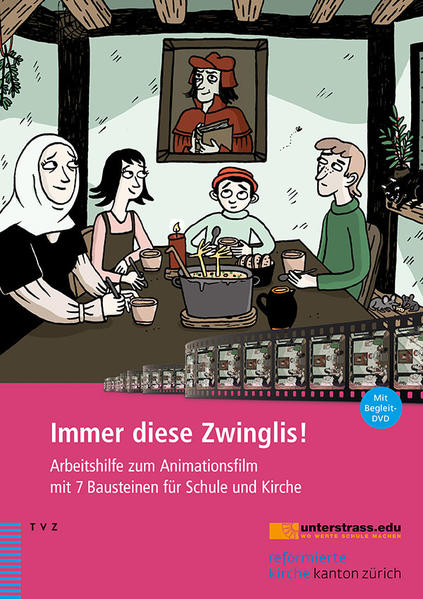 Die drei Zwingli-Kinder Regula, Wilhelm und der kleine Ueli sind sieben Jahre nach dem Tod ihres berühmten Vaters in Zürich unterwegs und begegnen Menschen, die direkt oder indirekt von Zwinglis Taten betroffen waren. Dabei entdecken die Kinder Licht- und Schattenseiten ihres Vaters und der Zürcher Reformation. Ausgehend von dieser Rahmenhandlung haben die Autorin Dorothea Meyer-Liedholz und die Illustratorin Kati Rickenbach einen unterhaltsamen und zugleich informativen Animationsfilm geschaffen (www.immer­diesezwinglis.ch). Die dazugehörige Arbeitshilfe gibt vielfältige Anregungen, wie der Film im schulischen und kirchlichen Unterricht, im Gottesdienst und in der Erwachsenenbildung eingesetzt werden kann. Die zielgruppenspezifischen Bausteine behandeln zentrale Themen der Zürcher Reformation wie zum Beispiel den Umgang mit Freiheit, die Bedeutung der Bibel, aber auch die heikle Auseinandersetzung mit Andersdenkenden. Ausserdem vermittelt die Arbeitshilfe den Unterrichtenden Hintergrundwissen zu Zwingli und seiner Familie und gibt Tipps für einen Stadtrundgang durch Zürich auf den Spuren des Reformators.