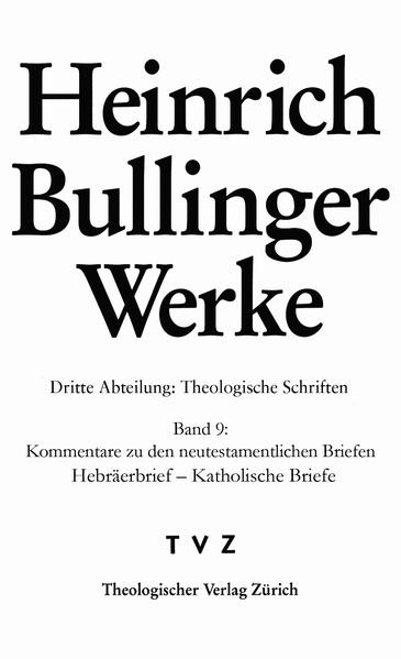 Im Geist der Reformation verstand Heinrich Bullinger Theologie in erster Linie als Auslegung der Heiligen Schrift. Mit diesem Band-dem neunten in der Reihe seiner Theologischen Schriften-wird die Edition seiner Kommentare zu den neutestamentlichen Briefen abgeschlossen. Darin enthalten sind die Auslegungen des Briefs an die Hebräer sowie der Katholischen Briefe. Die Texte sind anhand der Erstauflage sowie der ersten Gesamtausgabe der Kommentare Bullingers zu den neutestamentlichen Briefen (1537) historisch-kritisch ediert worden. Erschlossen wird die Edition durch eine insgesamt vier Register (Bibelstellen, Quellen, Personen und Orte).