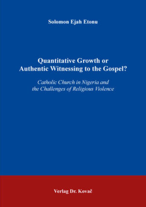 This book argues that the Church as people of God, but most particularly, the Catholic Church, fulfils her mission as instrument of salvation when she proclaims the message of Christ to a people in their concrete existential situation. In carrying out this mission, the historical context, cultural and religious heritage, socio-economic reality and tribal differences of the people must never be ignored. Besides, the Church can only succeed in this mission when she remains extricated from the clutches of political manipulations, cultural prejudice, and ecclesiastical and clerical triumphalism. Indeed, the message of the incarnation — which also implies inculturation — presupposes the mission to enthrone the reign of God and the manifestation of the manifesto of Jesus (cf. Lk. 4:18-21). The clear sign of the reign of God cannot be characterized by quantitative growth of Christians, but on the conspicuous presence of love, peace, freedom, well-being and justice.
