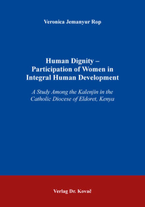 The title of this book is Human Dignity- Participation of Women in Integral Human Development and the subtitle is A Study Among the Kalenjin in the Catholic Diocese of Eldoret, Kenya. The dignity of the human person is central to the integral human development (IHD) of any community. The Catholic Social Teaching teaches that human dignity originates from God and is of God, because human beings are made in God’s own image and likeness. As a person made in the image and likeness of God, a person, a woman, has a dignity that can only be traced back to God the Creator. This dignity is not based on any human quality, cultural norms, or individual merit or accomplishment. Human dignity is inalienable. It is an essential part of every human person and is an intrinsic quality that can never be separated from other essential aspects of the human being. The Church in Africa has played a special role in cultivating a culture that respects the human person and fosters equality in various spheres of her life. Incorporating women and marginalized persons in the internal affairs of the Church and society would aid. Participation in IHD points to the interdependedness and interconnectedness of a community where each member plays a role that must never be underestimated, but appreciated. Participation ensures that no one member