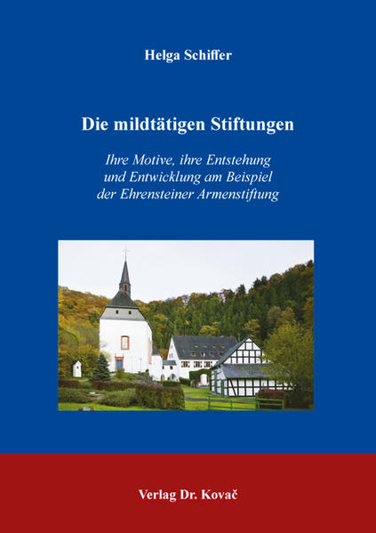 Die Untersuchung beschäftigt sich mit einem Thema, das heute genauso wie im Mittelalter von großem Interesse ist. Die mildtätige ist eine von verschiedenen Formen der Stiftung. Sie dient der Unterstützung Einzelner, die aus unterschiedlichen Gründen ihr Leben nicht selbständig führen können. Es werden ihre Entstehung, die Gründe für ihre Blütezeit im Mittelalter und ihre weitere Entwicklung bis zur Gegenwart dargestellt. Der allgemeine erste Hauptteil konzentriert sich auf den christlichen, deutschsprachigen Raum. Der zweite Teil untersucht die 1499 gegründete Ehrensteiner Armenstiftung. Es werden jeweils die Motive untersucht, aus denen Menschen oder Institutionen, im jeweiligen Umfeld ihrer Zeit, veranlasst werden, sich von ihrem Vermögen oder Teilen davon zu trennen und für von ihnen bestimmte Ziele zur Verfügung zu stellen. Dabei wird das Schwergewicht der Untersuchung sowohl im allgemeinen Teil, als auch im Teil, der die Ehrensteiner Armenstiftung zum Gegenstand hat, auf das Mittelalter gelegt, in dem viele Stiftungen, geleitet durch die Caritas, gegründet wurden. Am Beispiel der Ehrensteiner Armenstiftung, gegründet von den Eheleuten Bertram von Nesselrode und Margarete von Burscheid, wird dargestellt, welchen Schwierigkeiten sie durch politische, religiöse, wirtschaftliche und kulturelle Veränderungen ausgesetzt war, die ihren Fortbestand gefährdeten, sie durch Anpassungen aber bis zum heutigen Tage besteht. Nach Studium umfangreicher Literatur und Sichtung von Archivmaterial, das zum Teil in dieser Untersuchung das erste Mal veröffentlicht wird, kann man schlussfolgern, dass auch in Zukunft die mildtätige Stiftung ihre Daseinsberechtigung haben wird. Gerade heute gewinnt die Stiftung in ihren verschiedenen Varianten wieder größere Bedeutung.