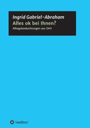 Ingrid Gabriel hat endlich ein bisschen Zeit, Beobachtungen aus ihrem Alltag aufzuschreiben. Dabei werden eigene Erlebnisse zu Glossen und Szenen aus dem Oberhaveler Leben und ihrem eigenen Alltag liebevoll ironisch auf die Schippe genommen. Hin und wieder kommt sie aber auch mit einem eher ernsteren Text daher. So oder so:Vorsicht, sie könnte auch eine Begegnung mit dir verarbeiten! Dabei kommen zum Teil ironisch-amüsante, aber auch ernsthafte oder liebevoll kritische Texte zustande.