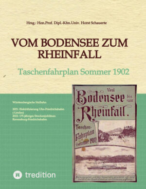 Nach einem kurzen Vorwort wird eine Replik eines Taschenfahrplans von 1902 für die Bodenseeregion dargestellt. Alle Seite sind vom bestens erhaltenen Originalexemplar abgenommen. Es werden Schiffs-, Bahn-, Personenpost- und Seilbahnverbindungen dargestellt.