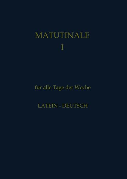 Die Matutine (lat. (hora) matutina von matutinus: „morgendlich“), auch Vigil (v. lat. vigilare: wachen) oder Nachtoffizium genannt, ist das Nachtgebet in der Kirche. Gebetet wird die Matutin zwischen Mitternacht und dem frühen Morgen. Ihren Ursprung hat die Matutin in Nachtwachen der frühen Christen. Diese versammelten sich, um sich auf Feste wie Ostern und Weihnachten durch Gebet und das Hören des Wortes Gottes vorzubereiten. Sie wachten in der Nacht, um Jesus Christus zu erwarten als das Licht, das neue Leben und die Morgenröte. Da immer wieder kleine Gemeinschaften es bevorzugen, die gesamte Matutinale/Nocturnale zu beten, hierfür wurde diese Auflage ausgearbeitet. LATEIN-DEUTSCH. Klassisch-monastischer Ritus.