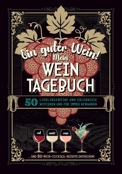 Mein Weintagebuch - 50 Lieblingsweine & schöne Momente notieren ... und 20 Wein-Cocktail-Rezepte entdecken! Kennst du das? Du hast einen besonders guten Wein genossen und kannst dich später nicht mehr an seinen Namen erinnern, oder mit wem und wann du ihn gekostet hast? Das ist sehr schade! Halte deine Lieblingsweine und schöne Momente schnell und einfach in deinem Weintagebuch fest! Ob Weißwein, Rotwein oder Rosé, mit diesem Notizbuch hast du alle deine Lieblingsweine im Blick! Im Innenteil findest du auf den linken Seiten Platz, um den Wein zu beschreiben. Auf den rechten Seiten kannst du persönliche Notizen machen und ein Foto einkleben, vielleicht von einem Weinabend oder einer Familienfeier. Und im hinteren Teil des Buches erwarten Dich 20 köstliche Weincocktails! Diese Cocktails sind eine wundervolle Ergänzung zum puren Weingenuss - für deinen Weinabend, an einem schönen Abend zu Zweit und bei vielen anderen Anlässen. Cocktails, die Wein enthalten, erfreuen sich immer größerer Beliebtheit. Je ausgewählter die Zutaten, umso köstlicher das Ergebnis: Frisch gepresste Säfte, aromatische Kräuter, gute Weine, feine Liköre, Bioprodukte etc. machen diese Cocktails zum Genuss. Zusätzliche Freude machen uns die schönen Farben der Cocktails, z.B. das mysteriöse Blau vom „Foggy“, das tiefe Abendrot des „Friday Evening“ oder die südseeblauen Eiswürfel im „Hippie“. In Deinem Weintagebuch kannst Du unter „Persönliche Notizen“ festhalten, welche Cocktails du mit Deinen Lieblingsweinen zubereitet hast. Auf Seite 128 ist Platz für deine eigene Cocktail-Creation. Viel Freude mit Deinem Weintagebuch!