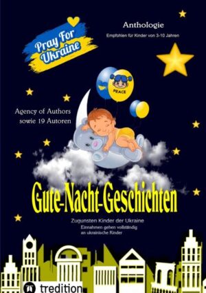 "Es sind nicht die Völker der Erde, die Kriege wollen. Es sind ihre Regierungen, die die Kriege schüren." (Bulla, Horst) 19 Autoren schrieben mit der Agency of Authors das Buch Gute- Nacht- Geschichten zugunsten Unicef und den Kindern der Ukraine, an die der gesamte Erlös des Verkaufes geht. Liebevoll umgesetzt erwarten die Kinder kleine Elfchen, freche Kobolde oder die Zaubermünze, die einen direkt ins Märchenreich bringt. 22 Geschichten und Reime in Farbe, Premium Druck und Premium Papier machen dieses Buch zu einem edlen, wundervollen Geschenk für die Kinder, Enkel oder Neffen oder aber zum Selbst lesen. Und am Ende des Buches gibt es sogar noch eine Überraschung für die Kleinen. Jetzt vielleicht schon an Weihnachten denken? Lesen und etwas Gutes tun, denn irgendwann könnten es auch unsere Kinder sein! "Es gibt nur einen Tag im Leben eines Kindes, an dem sein Weinen glücklich macht- Der Tag seiner Geburt" (Agency of Authors)rt" (Agency of Authors) Buch Teaser https://www.youtube.com/watch?v=m_QgYMrKOVY