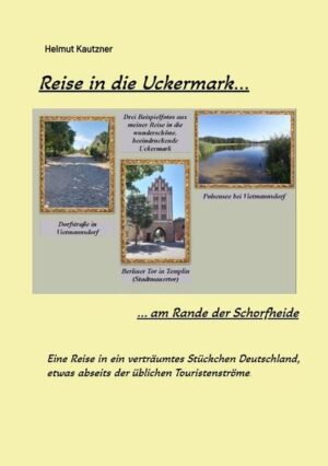 Eine Reise in die Uckermark, für den Autor ein Gebiet, das etwas außerhalb seiner bisher bereisten Gegenden in Deutschland liegt. Angeregt durch eine TV-Sendung über dieses Gebiet wurde Helmut Kautzner neugierig. Dort muss ich mal hin. Aber nicht in das Zentrum mit den üblichen Touristen-Zentren, sondern etwas abseits. Nicht auf einen Campingplatz mit eingeteilten Parzellen und Golfrasen, sondern naturverbunden, wie er ist, auf einen Natur-Campingplatz, den einzigen dieser Art in diesem Gebiet, in Vietmmannsdorf. Und er wurde nicht enttäuscht, alles passte. Ein Naturcampingplatz, eine kleine Gaststätte in der Nähe, ein schöner Badesee, zu Fuß keine 10 Minuten entfernt und viel Natur rings herum, wenn auch durch die lange Trockenheit ziemlich ausgedörrt. Aber auch mit interessanten Orten und markanten Objekten in erreichbarer Nähe. Weiterhin beschreibt der Autor im letzten Kapitel auch einen Aufenthalt bei der Heimreise als Zwischenstop an der Elbe südlich von Magdeburg auf dem Campingplatz in Schönebeck. Diese Reise und seine Erlebnisse versucht Helmut Kautzner in diesem Büchlein der Leserin/dem Leser nahe zu bringen.