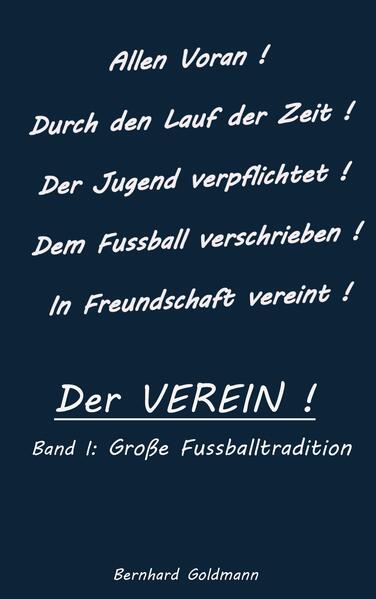 Der VEREIN! hat das Werden, Entstehen, Wachsen und Entwickeln des Fußballsportes zum Thema. In das Geschehen der jeweiligen Zeit eingebettet und anhand der realen Lebenslinie eines Vereins erzählt, erlebt der Leser Fußball hautnah. Inhalt Band I - Große Fußballtradition: Die Strenge der monarchisch geprägten Gesellschaft Ende des 19. Jahrhunderts kann der Begeisterung einer Gruppe Heranwachsender für die neue Ballsportart aus England keinen Abbruch tun. Die „acteurs“ gehen voran, lassen sich nicht aufhalten: Sie spielen „football“ und gründen schließlich in der alten Bischofsstadt einen echten Verein. Erste Begegnungen mit und bei auswärtigen Fußballfreunden werden organisiert, Ligagründungen unternommen und sich auf die Suche nach einer geeigneten Sportanlage begeben. Trotz mancher Widrigkeit und manchen Widerstandes entsteht Schritt für Schritt eine neue Welt, eine Welt des Fußballs. Eine Welt, in der der VEREIN nach der durchgestandenen Katastrophe des I. Weltkrieges, während der Weimarer Republik seine große Blütezeit erlebt. Packende Spiele im Fußballdeutschland von Stuhlfauth, Leinberger, Sepp Müller & Co. sind nun zu erleben und zu bestaunen. Der Fußball der Zwanziger Jahre nimmt Gestalt an. Mitfiebern ist angesagt! Doch dunkle Wolken ziehen auf. Das Aufkommen des Nationalsozialismus setzt den goldenen Tagen ein Ende. Überdauern heißt es nun, um sich 1945, in der zerstörten Stadt, wieder eine neue Gegenwart aufzubauen. Sich nach und nach, in der wirtschaftlich florierenden Nachkriegsdemokratie eine neue Perspektive zu entwickeln.