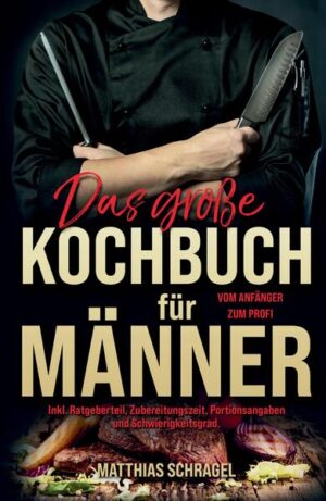 "Das große Kochbuch für Männer: Vom Anfänger zum Profi" ist ein Muss für jeden Mann, der seine Fähigkeiten in der Küche entdecken oder erweitern möchte. Egal, ob du ein Single bist, der seine Freunde oder eine neue Liebe beeindrucken will, ein regelmäßiger Kunde von Lieferdiensten, der nach einer gesünderen Alternative sucht, oder einfach jemand, der die Küche bisher noch nicht für sich entdeckt hat - dieses Buch wird dein kulinarischer Mentor sein. Matthias Schragel, der Autor des Buches, weiß genau, wie es ist, von Mutti's Kochkünsten abhängig zu sein. Mit 36 Jahren und einer eigenen Kochgeschichte, die erst nach dem Auszug aus dem Elternhaus begann, zeigt Matthias dir, dass Kochen nicht nur einfach, sondern auch eine enorm befriedigende Erfahrung sein kann. Sein Buch ist speziell dafür konzipiert, Männern aller Altersgruppen die Freude am Kochen näherzubringen und sie Schritt für Schritt von Anfängern zu wahren Küchenprofis zu entwickeln. Das Buch bietet 155 leckere Rezeptideen, die sich in Kategorien wie Frühstück, Mittagessen, Abendessen und Snacks aufteilen. Jedes Rezept ist ausführlich und leicht verständlich erklärt, damit auch Kochneulinge problemlos folgen können. Von herzhaften deutschen Klassikern bis hin zu modernen Kreationen - hier findet jeder Mann etwas nach seinem Geschmack. Neben den Rezepten bietet das Buch einen umfangreichen Ratgeberteil mit über 30 Seiten. Hier erfährst du alles, was du über den Start in die Welt des Kochens wissen musst. Matthias Schragel gibt dir Einblicke in die wichtigsten Küchengeräte und Utensilien, erklärt, wie dein Vorratsschrank aussehen sollte, und teilt praktische Küchentipps, die dir das Kochen erleichtern werden. Zusätzlich findest du Informationen zu den wichtigsten Begriffen und Abkürzungen sowie Nährwertangaben und Portionsangaben zu jedem Rezept. "Das große Kochbuch für Männer: Vom Anfänger zum Profi" ist mehr als nur ein Kochbuch. Es ist ein umfassender Guide, der dir zeigt, dass Kochen eine erlernbare und lohnende Fähigkeit ist. Sichere dir dein Exemplar und beginne deine kulinarische Reise - beeindrucke deine Freunde, deine Familie oder deine Partnerin mit deinen Kochkünsten! Lass dich nicht länger von der Welt des Kochens einschüchtern! "Das große Kochbuch für Männer: Vom Anfänger zum Profi" ist dein Schlüssel, um die Küche zu erobern. Hol dir jetzt dein Exemplar und starte deine kulinarische Reise. Verwandle dich von einem Anfänger in einen wahren Küchenchef und genieße die Befriedigung, leckere, selbstgemachte Mahlzeiten zu kreieren. Egal, ob für dich selbst, deine Freunde oder deine Liebsten - es ist Zeit, die Kochschürze umzubinden und zu zeigen, was in dir steckt. Bestelle jetzt und entdecke, wie inspirierend und spaßig Kochen sein kann!