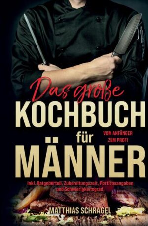 "Das große Kochbuch für Männer: Vom Anfänger zum Profi" ist ein Muss für jeden Mann, der seine Fähigkeiten in der Küche entdecken oder erweitern möchte. Egal, ob du ein Single bist, der seine Freunde oder eine neue Liebe beeindrucken will, ein regelmäßiger Kunde von Lieferdiensten, der nach einer gesünderen Alternative sucht, oder einfach jemand, der die Küche bisher noch nicht für sich entdeckt hat - dieses Buch wird dein kulinarischer Mentor sein. Matthias Schragel, der Autor des Buches, weiß genau, wie es ist, von Mutti's Kochkünsten abhängig zu sein. Mit 36 Jahren und einer eigenen Kochgeschichte, die erst nach dem Auszug aus dem Elternhaus begann, zeigt Matthias dir, dass Kochen nicht nur einfach, sondern auch eine enorm befriedigende Erfahrung sein kann. Sein Buch ist speziell dafür konzipiert, Männern aller Altersgruppen die Freude am Kochen näherzubringen und sie Schritt für Schritt von Anfängern zu wahren Küchenprofis zu entwickeln. Das Buch bietet 155 leckere Rezeptideen, die sich in Kategorien wie Frühstück, Mittagessen, Abendessen und Snacks aufteilen. Jedes Rezept ist ausführlich und leicht verständlich erklärt, damit auch Kochneulinge problemlos folgen können. Von herzhaften deutschen Klassikern bis hin zu modernen Kreationen - hier findet jeder Mann etwas nach seinem Geschmack. Neben den Rezepten bietet das Buch einen umfangreichen Ratgeberteil mit über 30 Seiten. Hier erfährst du alles, was du über den Start in die Welt des Kochens wissen musst. Matthias Schragel gibt dir Einblicke in die wichtigsten Küchengeräte und Utensilien, erklärt, wie dein Vorratsschrank aussehen sollte, und teilt praktische Küchentipps, die dir das Kochen erleichtern werden. Zusätzlich findest du Informationen zu den wichtigsten Begriffen und Abkürzungen sowie Nährwertangaben und Portionsangaben zu jedem Rezept. "Das große Kochbuch für Männer: Vom Anfänger zum Profi" ist mehr als nur ein Kochbuch. Es ist ein umfassender Guide, der dir zeigt, dass Kochen eine erlernbare und lohnende Fähigkeit ist. Sichere dir dein Exemplar und beginne deine kulinarische Reise - beeindrucke deine Freunde, deine Familie oder deine Partnerin mit deinen Kochkünsten! Lass dich nicht länger von der Welt des Kochens einschüchtern! "Das große Kochbuch für Männer: Vom Anfänger zum Profi" ist dein Schlüssel, um die Küche zu erobern. Hol dir jetzt dein Exemplar und starte deine kulinarische Reise. Verwandle dich von einem Anfänger in einen wahren Küchenchef und genieße die Befriedigung, leckere, selbstgemachte Mahlzeiten zu kreieren. Egal, ob für dich selbst, deine Freunde oder deine Liebsten - es ist Zeit, die Kochschürze umzubinden und zu zeigen, was in dir steckt. Bestelle jetzt und entdecke, wie inspirierend und spaßig Kochen sein kann!