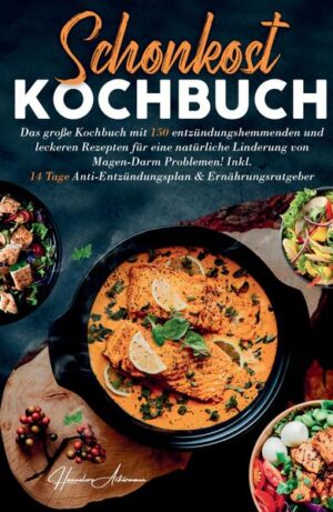 Entdecken Sie die Kraft der richtigen Ernährung zur Linderung Ihrer Verdauungsprobleme mit "Das große Kochbuch: 150 entzündungshemmende und leckere Rezepte". Erstellt von der renommierten Ernährungsexpertin Hannelore Ackermann, ist dieses Buch ein Segen für alle, die unter lästigen Magen-Darm-Beschwerden wie Blähungen, Sodbrennen, Gastritis oder Völlegefühl leiden. Dieses umfassende Kochbuch ist mehr als nur eine Sammlung von Rezepten. Es ist ein Wegweiser für eine entzündungshemmende Ernährung, die speziell darauf abzielt, Verdauungsprobleme zu lindern und Ihr Wohlbefinden zu steigern. Mit einer sorgfältig kuratierten Liste von Lebensmitteln, die bekanntermaßen Unverträglichkeiten auslösen, hilft es Ihnen, die richtigen Entscheidungen für Ihre Ernährung zu treffen. In diesem Buch finden Sie: Eine detaillierte Analyse von Lebensmitteln, die Unverträglichkeiten verursachen können. Eine umfassende Tabelle mit empfohlenen Lebensmitteln, um Fehlgriffe bei Ihrer Ernährung zu vermeiden. Einen praktischen 14-Tage-Ernährungsplan, der Ihnen den Einstieg in eine entzündungshemmende Ernährungsweise erleichtert. Leckere und praktische Gerichte, die Sie problemlos zur Arbeit mitnehmen können. Einen maßgeschneiderten Einkaufszettel, der auf Ihre Rezeptauswahl abgestimmt ist und Ihnen hilft, effizient und zielgerichtet einzukaufen. Über 150 Rezepte aus 11 verschiedenen Kategorien, komplett mit Nährwertangaben und Zubereitungszeiten, perfekt für einen beschäftigten Alltag. Als Bonus erhalten Sie einen exklusiven 14-Tage-Ernährungsplan von Hannelore Ackermann, der Ihnen hilft, zu jeder Tageszeit ein entzündungshemmendes Gericht zur Hand zu haben. Dieses Buch ist Ihr ultimativer Begleiter auf dem Weg zu einer besseren Verdauungsgesundheit und einem erfüllteren Leben ohne die Einschränkungen und Unannehmlichkeiten von Verdauungsproblemen.