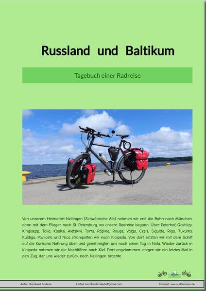 Dieses Buch ist ein Tagebuch - mein Tagebuch - und beschreibt unsere Reise per Rad von St. Petersburg nach Klaipeda, auf der mich meine Frau begleitete. Wenn auch du dich in ein interessantes und unvergessliches Radabenteuer stürzen willst, dann kannst du dich sicherlich von unseren Erfahrungen und Erlebnissen inspirieren lassen.