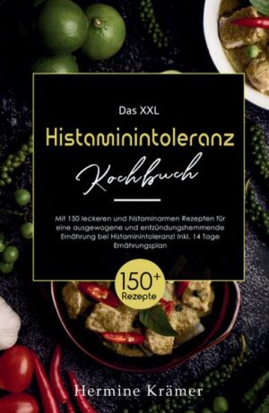 Entdecken Sie die heilende Kraft der richtigen Ernährung mit "Das XXL Histaminintoleranz Kochbuch" von Hermine Krämer. Dieses umfassende Werk bietet Ihnen 150 leckere und histaminarme Rezepte, die speziell darauf ausgerichtet sind, die Symptome einer Histaminintoleranz zu lindern und gleichzeitig eine entzündungshemmende, ausgewogene Ernährung zu fördern. Wenn Sie unter Beschwerden wie Kopfschmerzen, Hautreaktionen, Magen-Darm-Problemen oder anderen Symptomen einer Histaminintoleranz leiden, bietet dieses Buch eine praktische und effektive Lösung. Hermine Krämer, eine Expertin auf dem Gebiet der Ernährung bei Histaminintoleranz, vermittelt Ihnen fundiertes Wissen über lebensmittelbedingte Auslöser und zeigt, wie Sie durch gezielte Ernährungsumstellung eine signifikante Verbesserung Ihres Wohlbefindens erreichen können. Das Buch enthält eine sorgfältige Auswahl an histaminarmen Lebensmitteln und bietet klare Anweisungen, welche Nahrungsmittel zu meiden sind, um histaminbedingte Reaktionen zu verhindern. Die 150 Rezepte decken eine breite Palette von Kategorien ab und sind mit Nährwertangaben und Zubereitungszeiten versehen, sodass sie auch für einen anspruchsvollen und hektischen Alltag geeignet sind. Ein besonderes Highlight ist der 14-Tage-Ernährungsplan, der Ihnen den Einstieg erleichtert und einen klaren Weg zu einer histaminarmen Ernährung aufzeigt. Egal, ob Sie zu Hause oder bei der Arbeit sind, die Gerichte sind so konzipiert, dass sie leicht zuzubereiten und mitzunehmen sind, um eine konstante und entzündungshemmende Ernährung zu gewährleisten. Ein individuell abgestimmter Einkaufszettel erleichtert Ihnen das zielgerichtete Einkaufen und hilft, den Überblick über die benötigten Zutaten zu behalten. Mit "Das XXL Histaminintoleranz Kochbuch" erhalten Sie nicht nur ein Rezeptbuch, sondern einen ganzheitlichen Ratgeber, der Ihnen hilft, Ihre Histaminintoleranz natürlich zu behandeln und Ihr Leben innerhalb von 14 Tagen spürbar zu verbessern. Nehmen Sie Ihre Gesundheit in die Hand und beginnen Sie den Weg zu einem beschwerdefreien Leben.