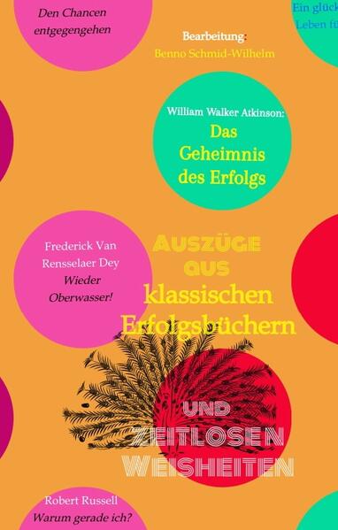 Zwar besitzt ein jeder von uns das Potenzial für ein erfüllteres Leben, es wird sich aber nicht von selbst entfalten! Dieser Band enthält eine Gesamtübersetzung des Klassikers von William Walker Atkinson „The Secret of Success“. In diesem Werk geht der Altmeister Atkinson auf die Tatsache ein, dass jeder Mensch individuell seinen eigenen Weg finden muss. Eine Generalformel für den Erfolg gibt es nicht. Ursprünglich handelte es sich um einen neunteiligen Kurs aus dem Jahre 1908. Die übrigen Beiträge sind Textauszüge aus inspirierenden und motivierenden Büchern. Die meisten Autoren dürften dem Leser - zumindest in Europa - kein Begriff sein. Es handelt sich um Geschäftsleute, Schriftsteller, Philosophen, Ärzte und Geistliche. Jeder beleuchtet das Thema „Lebenserfolg“ auf seine Weise und bietet wertvolle Einsichten und Ratschläge. Diese Autoren sind der Zeitungsverleger Lord Beaverbrook, das Psychologen-Ehepaar Marguerite und Willard Beecher, der Rabbiner Louis Binstock, der Herausgeber George Clason, der Amway-Gründer Dick DeVos, der Philosoph und Schriftsteller Ralph Waldo Emerson, der Neugeist-Autor Ernest Holmes, der Schönheitschirurg Maxwell Maltz, das Ärzteteam Tom Rusk und Randy Read, der Geistliche Robert A. Russell und der Groschenromanschreiber Frederick Van Rensselaeer Dey.