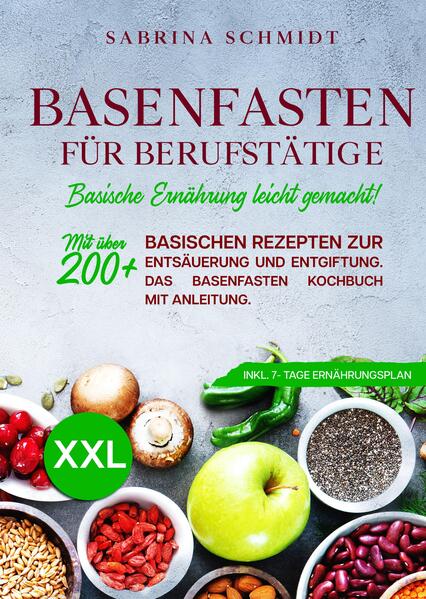 Basenfasten für Berufstätige leicht gemacht! Über 200+ basischen Rezepten zur Entsäuerung und Entgiftung - inkl. 7-Tage Basenfasten Ernährungsplan Um was geht es beim Basenfasten? Basenfasten ist eine Entschlackungs- und Entgiftungskur für den Körper, die etwa eine bis maximal zwei Wochen dauert. Das Besondere daran ist, dass man sich während des Fastens nur von basischen Lebensmitteln ernährt. Ziel ist es, mit Hilfe der richtigen Ernährungsumstellung die Darmflora zu stärken und Entzündungen im Darmtrakt zu reduzieren, damit dieser sich regenerieren kann. Beim Basenfasten meidet man ungesunde Lebensmittel und lässt bewusst Lebensmittel weg, die Säuren oder Stoffwechselgifte bilden. Es gibt immer mehr Menschen, die sehr viel Wert auf ihre Ernährung legen und sich zum Beispiel ausschließlich vegetarisch oder vegan ernähren. Für viele von uns sollte das Essen aber vor allem eines sein: leicht zuzubereiten. Wir leben in einer Zeit, in der alles schnell gehen muss. Hektik und Stress gehören zum Alltag und nur die wenigsten Menschen nehmen sich wirklich die Zeit, ihre Lebensmittel sorgfältig auszuwählen, jeden Tag frisch zu kochen und in Ruhe zu essen. Hier kommt das Basenfasten ins Spiel! Denn eine ungesunde Ernährung, unverhältnismäßig große Portionen, Hektik, Stress, wenig Bewegung und Genussmittel in Form von Alkohol, Zigaretten und Kaffee hinterlassen ihre Spuren. Wenn Sie dem entgegenwirken wollen, kommen Sie nicht umhin, Ihren Körper zu entlasten und zu regenerieren. Sicherlich haben Sie in diesem Zusammenhang schon einmal vom Heilfasten gehört? Dabei wird für eine bestimmte Zeit - idealerweise unter ärztlicher Aufsicht - fast vollständig auf die Nahrungsaufnahme verzichtet. Basenfasten bietet also eine wunderbare Alternative zum Heilfasten und ist nicht umsonst eine beliebte Variante der Entgiftung. Beim Basenfasten muss man sich nicht hungern, sondern kann sich satt essen und nebenbei den Körper entgiften. Das ist zwar nicht ganz so einfach, aber immerhin braucht man keine ärztliche Aufsicht. Außerdem können Sie die Kur viel leichter in Ihren Alltag integrieren. Klingt ziemlich verlockend, nicht wahr? Hier einige Tipps… - Leckeres Obst - aber bitte nicht mehr als ein Viertel. Wie das? Wie das geht? Der Obstanteil in Ihrer Ernährung sollte während des Basenfastens 20 bis 25 Prozent nicht überschreiten. Und warum? Weil sonst ein empfindlicher Magen-Darm-Trakt rebelliert! - Vorsicht mit Rohkost: Wenn Sie einen empfindlichen Darm haben, kann zu viel Obst und Rohkost zu Blähungen und Bauchschmerzen führen. Wechseln Sie in diesem Fall vollständig zu gedünstetem, gekochtem oder gebratenem Gemüse. Achten Sie darauf, dass das Gemüse nicht völlig zerkocht ist. Je bissfester das Gemüse ist, desto mehr Vitamine enthält es. - Halten Sie sich mit den Gewürzen zurück! Diese reizen die Geschmacksknospen und lassen das Sättigungsgefühl länger auf sich warten. Und natürlich: Wenn Sie während des Basenfastens würzen, verwenden Sie bitte Gewürze ohne Geschmacksverstärker. (mehr Tipps und Hinweise finden Sie im Buch)