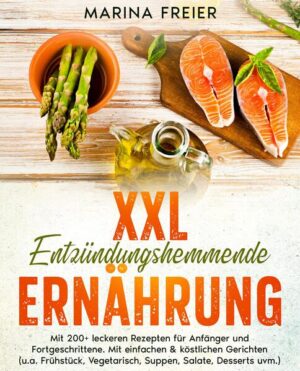 Dieses Entzündungshemmende-Ernährung-Kochbuch ist voll von köstlichen, leicht zuzubereitenden Rezepten! Mit über 200+ Rezepten zur Auswahl, finden Sie in diesem Kochbuch bestimmt das, wonach Sie suchen... Sind entzündungshemmende Diäten wirksam? Jeder Mensch hat ein einzigartiges Immunsystem, das auf bestimmte Umstände unterschiedlich reagiert, so dass die Auswirkungen eines Diätplans von Mensch zu Mensch unterschiedlich sind. Weitere Faktoren sind der Grad der Einhaltung der Diät und das Engagement für eine positive Veränderung. Dies und die Komplexität des Entzündungsprozesses erklären, warum viele Menschen, die unter Entzündungen leiden, einen mehrgleisigen Ansatz wählen, der ihnen am besten hilft, ihren Zustand zu bewältigen. Eine entzündungshemmende Ernährung kann ein Teil dieses Ansatzes sein, aber sie allein kann die Entzündung nicht ausschalten. Dennoch gibt es Hinweise darauf, dass eine entzündungshemmende Ernährung bei manchen Menschen die Symptome lindern oder eine wertvolle Ergänzung zu medizinischen oder physikalischen Maßnahmen darstellen kann, so dass die täglichen Symptome besser zu bewältigen sind. Hier einige Tipps… Es gibt keinen festen Ernährungsplan für die entzündungshemmende Diät. Sie können ihn variieren und sogar an die Vorlieben und Bedürfnisse Ihrer Familie anpassen. Es gibt jedoch bestimmte Richtlinien, die Ihnen helfen können, gesunde Entscheidungen zu treffen. Dazu gehören: - Essen Sie jeden Tag fünf bis neun Portionen antioxidantienreiches Obst und Gemüse. - Ersetzen Sie rotes Fleisch durch mageres Geflügel, Fisch, Bohnen und Linsen. - Tauschen Sie Margarine und Butter gegen gesündere Fette wie Olivenöl aus. - Ersetzen Sie raffinierte Getreidesorten wie Weißbrot, Salzgebäck und Backwaren durch ballaststoffreiche Vollkornprodukte wie Hafer, Quinoa, braunen Reis und Nudeln. (mehr Informationen finden Sie im Buch)