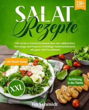 Dieses Salat-Kochbuch ist voll von köstlichen, leicht zuzubereitenden Rezepten! Mit über 230+ Rezepten zur Auswahl, finden Sie in diesem Kochbuch bestimmt das, wonach Sie suchen... Achtsam und zielgerichtet zu essen ...ist eine Form der Selbstfürsorge und Ernährung. Achtsames Essen hilft uns auch, uns der Verbindung zwischen Geist, Körper und Nahrung bewusst zu werden. Versuchen wir, mit unserem Essen eine emotionale Leere zu füllen, oder verspüren wir tatsächlich echten Hunger? Dies zu erkennen ist der Schlüssel zum Abbau von emotionalem Essen, und es beginnt damit, dass wir Spaß haben und in der Küche experimentieren, um eine gesunde Beziehung nicht nur zu unserem Essen, sondern auch zu den Botschaften unseres Körpers aufzubauen. Den ultimativen Salat zubereiten Der ultimative Salat ist ein genussvolles Festmahl aus köstlichen und vielseitigen Zutaten, das die Sinne beflügelt und den Gaumen in Vorfreude auf all die lebendigen Aromen und wohltuenden Nährstoffe für unseren Körper jubeln lässt. Mit ein wenig Vorbereitung ist es ganz einfach, Ihren Kühlschrank und Ihre Vorratskammer mit all den gesunden Zutaten zu füllen, die Sie für Ihren Salat brauchen. Denken Sie an Abwechslung - Farben, Aromen und Textur sind Ihre Freunde, und mit nur wenigen Hauptzutaten sind Salate der perfekte Weg, um sicherzustellen, dass Sie eine nährstoffreiche Mahlzeit zu sich nehmen und Heißhungerattacken in Schach halten. Tipps, die Ihren Salat noch schmackhafter machen 1. Denken Sie daran, achtsam zu essen Entspannen Sie sich, essen Sie langsam und achten Sie auf die Beschaffenheit, den Geschmack und die Gerüche. Denken Sie an die Nahrung, die Sie Ihrem Körper zuführen. Achten Sie auf Ihr Verlangen und die Gefühle, die beim Essen ausgelöst werden. Lernen Sie zu essen, wenn Sie hungrig sind, und aufzuhören, wenn Sie gesättigt sind, und gehen Sie wirklich auf Ihr Verlangen ein. 2. Salat ist nicht gleich Salat Je dunkler die Farbe (und je größer die Vielfalt in der Schüssel), desto besser ist der Nährwert. 3. Das Sprichwort "Du bist, was du isst" könnte nicht wahrer sein. Vor allem, wenn es um die Ernährung mit tierischem Eiweiß geht. Konventionell aufgezogene Tiere werden mit übermäßigen Mengen an Getreide gefüttert, um eine schnelle Gewichtszunahme zu erreichen. Außerdem erhalten sie Dosen von Pestiziden, Herbiziden und Antibiotika, die in ihrem Fettgewebe gespeichert und schließlich von uns verzehrt werden. Bei der Wahl Ihrer Proteinquelle sollten grasgefütterte, auf der Weide gezüchtete oder in freier Wildbahn gefangene Quellen stets oberste Priorität haben. (mehr Informationen finden Sie im Buch)