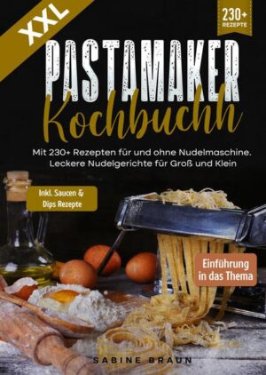 Dieses Pastamaker-Kochbuch ist voll von köstlichen, leicht zuzubereitenden Rezepten! Mit über 230+ Rezepten zur Auswahl, finden Sie in diesem Kochbuch bestimmt das, wonach Sie suchen... Mehr Eiweiß in Ihren Nudeln durch Verwendung von Eiern Wir neigen dazu, bei Nudeln nur an Kohlenhydrate zu denken, und während dies für gekaufte Nudeln zutrifft, haben selbstgemachte Nudeln einen deutlichen Gesundheitsvorteil: mehr Eiweiß. Die meisten selbstgemachten Nudeln enthalten Eier, die eine Menge Protein und Nährstoffe enthalten, die normalerweise in Nudeln fehlen würden. Sie können mit verschiedenen Kombinationen von Eigelb und Eiweiß experimentieren, um genau den richtigen Geschmack und die richtige Konsistenz zu erhalten. Das Eigelb ist auch der Grund, warum selbstgemachte Pasta ihre unverwechselbare gelbe Farbe hat, die jeden Teller wie einen Urlaub in Italien erscheinen lässt. Gemüse in den Nudelteig geben Zusätzlich zur Verwendung von Eiern für mehr Geschmack und Nährstoffe, können Sie Gemüse für zusätzliche Nährstoffe und festliche Farben hinzufügen, die Ihre Gerichte wirklich lebendig machen werden. Indem Sie Gemüse wie Tomaten und Spinat zu einer feinen Paste verarbeiten, können Sie diese Zutaten zu Ihrem Teig für bunte und gesunde Pasta hinzufügen, die in jedem Bissen einen herrlichen Hauch von zusätzlichem Geschmack hat. Wenn Sie einmal mit einfachen Dingen wie Spinat und Tomaten experimentiert haben, können Sie versuchen, Dinge wie sonnengetrocknete Tomaten und Paprika zu verwenden, um Ihre Pasta weiter aufzupeppen. Hier einige Tipps… Verwendung von Olivenöl zur Verbesserung der Textur Ihres Teigs Wenn Sie ein paar Ladungen Teig gemacht haben und Sie finden, dass die Textur ein bisschen grob ist, können Sie versuchen, Olivenöl zu verwenden, um Ihren Teig glatter in der Textur bzw. Beschaffenheit zu machen. Es gibt viele Meinungen darüber, wie man die beste Textur erhält, indem man einen Teil des Getreides im Mehl abbaut und eine feinere Pasta erhält. Die Zugabe von ein wenig Salz kann ebenfalls hilfreich sein, um einen glatten Teig zu erhalten. Den Feuchtigkeitsgehalt Ihres Teigs kontrollieren Eine der größten Herausforderungen bei der Herstellung von Nudelteig ist die Kontrolle des Feuchtigkeitsgehalts. Da fast die gesamte Feuchtigkeit aus den Eiern stammt, kann es schwierig sein, den richtigen Wert zu finden, da die Eier in ihrer Größe stark variieren. Wenn Ihr Teig einfach nicht zusammenhält, versuchen Sie, eine sehr kleine Menge des reservierten Eiweißes in den Teig zu geben. Wenn Sie einen klebrigen Teig erhalten, versuchen Sie, ein wenig Mehl hinzuzufügen und kneten Sie weiter, bis der Teig glatt, aber nicht klebrig ist. (mehr Informationen finden Sie im Buch)