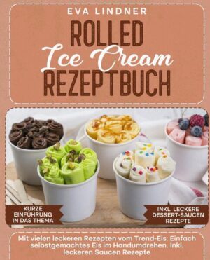 Dieses Rolled Ice Cream-Kochbuch ist voll von köstlichen, leicht zuzubereitenden Rezepten! Mit über 60+ Rezepten zur Auswahl, finden Sie in diesem Kochbuch bestimmt das, wonach Sie suchen... Wie unterscheidet sich gerolltes Speiseeis von Eiscreme? Du hast es wahrscheinlich schon auf Instagram gesehen oder vielleicht gibt es ein Konzept für „Rolled Ice-Cream“ in deiner Nähe. Jemand hat eine gefrorene Platte vor sich und gießt dann eine Eismischung darauf und fügt einen ganzen Haufen Toppings hinzu. Nun wird alles mit einem Metallschaber zerkleinert und vermischt. Sobald das Eis vollständig vermischt und abgekühlt ist, wird es geglättet und dann in einzelne Röllchen geschabt. Rolleneis unterscheidet sich in zweierlei Hinsicht von anderen Arten gefrorener Desserts. Erstens durch die Art der Herstellung. Rolleneis ist einzigartig, denn wenn man eine gefrorene Platte zum Einfrieren und Mischen des Eises verwendet, kann man so ziemlich alles mischen, um eine gefrorene Rolle herzustellen. Zweitens, die Art der Präsentation. Im Gegensatz zu herkömmlichem geschöpftem Eis oder Softeis wird gerolltes Eis in Rollen serviert. Das sorgt für eine einzigartige Präsentation, die dann mit Soßen und zusätzlichen Belägen belegt werden kann. Hier einige Tipps… Welche Art von Milch wird für „Rolled Ice-Cream“ verwendet? Eigentlich kann jede Art von Milch für „Rolled Ice-Cream“ verwendet werden. Für die besten und cremigsten Eiscremerollen ist es jedoch am besten, Milch mit einem möglichst hohen Fettgehalt zu verwenden. Das bedeutet, dass Sie Vollmilch verwenden sollten, wenn Sie Eiscreme-Rollen mit Milch wünschen. Wenn Sie milchfreie Eiscreme-Rollen möchten, verwenden Sie eine Kokosnusscreme mit hohem Fettgehalt (20% +). Schmeckt „Rolled Ice-Cream“ anders? Insgesamt ist es dichter als normales Eis und hat einen schwereren und cremigeren Biss. Das liegt daran, dass es nicht wie normales Eis mit Luft aufgeschlagen wird. „Rolled Ice-Cream“ enthält in der Regel weniger Zucker als normales Eis, so dass es weniger süß schmecken kann als normales Eis, aber das hängt davon ab, welche Zutaten Sie in die „Basis“ gemischt haben. (mehr Informationen finden Sie im Buch)