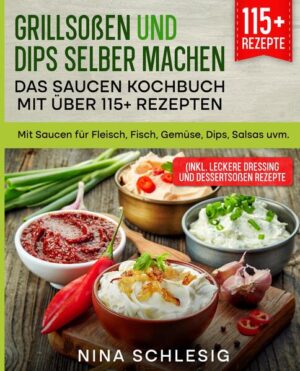 Grillsoßen und Dips selber machen - Das Saucen Kochbuch mit über 80+ BBQ-Rezepten Mit Saucen für Fleisch, Fisch, Gemüse, Dips, Salsas uvm. Dieses Soßen-Rezeptbuch ist voll von köstlichen, leicht zuzubereitenden Rezepten! Mit über 115+ Rezepten zur Auswahl, finden Sie in diesem Kochbuch bestimmt das, wonach Sie suchen... Kein sommerliches Grillfest.. ist ohne eine schmackhafte Barbecue-Sauce vollständig. Aber nicht alle Barbecue-Saucen sind süß und klebrig. Es gibt Hunderte von Sorten, die sich von Region zu Region unterscheiden, aber die gängigsten basieren auf drei verschiedenen Grundlagen: Tomate, Senf oder Essig. Eine gute Barbecue-Sauce sollte den rauchigen Geschmack von Grillgerichten wie Rippchen, Rinderbrust und Hähnchen ergänzen (und nicht überdecken). Außerdem sollte sie ausgewogen sein, je nach Art der Sauce mit einer gewissen Süße und einem Hauch von Schärfe durch die Säure. Hier einige Tipps… - Bestreichen Sie den Grillrost vor dem Vorheizen mit Antihaftspray oder Pflanzenöl, damit das Grillgut nicht kleben bleibt. - Wenn Sie Fisch grillen, legen Sie ihn zuerst mit der Hautseite nach unten oder auf mit Antihaft-Spray bestrichene Alufolie. - Lachs ist ein beliebtes Grillgut, da er nicht so schnell austrocknet. Da er reich an natürlichen Omega-Ölen ist, können Sie ihn auf den Grill legen, ohne ihn mit Öl zu bestreichen. Grillen Sie den Lachs zunächst mit der Hautseite nach oben. So kann das natürliche Fett unter der Haut in das Filet einziehen und es bleibt reichhaltig und feucht. (mehr Tipps finden Sie im Saucen Buch)