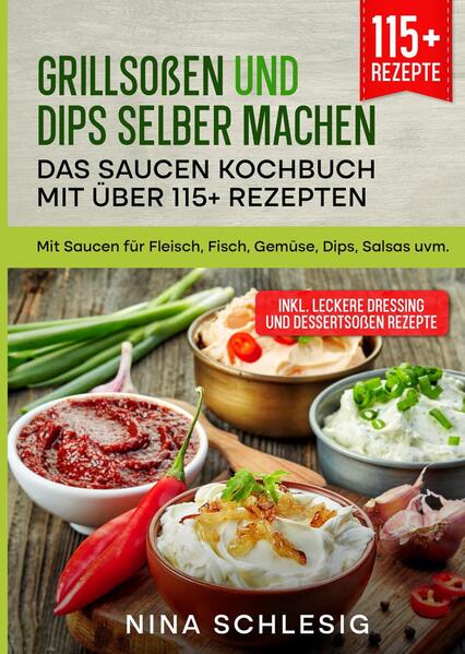 Grillsoßen und Dips selber machen - Das Saucen Kochbuch mit über 80+ BBQ-Rezepten Mit Saucen für Fleisch, Fisch, Gemüse, Dips, Salsas uvm. Dieses Soßen-Rezeptbuch ist voll von köstlichen, leicht zuzubereitenden Rezepten! Mit über 115+ Rezepten zur Auswahl, finden Sie in diesem Kochbuch bestimmt das, wonach Sie suchen... Kein sommerliches Grillfest.. ist ohne eine schmackhafte Barbecue-Sauce vollständig. Aber nicht alle Barbecue-Saucen sind süß und klebrig. Es gibt Hunderte von Sorten, die sich von Region zu Region unterscheiden, aber die gängigsten basieren auf drei verschiedenen Grundlagen: Tomate, Senf oder Essig. Eine gute Barbecue-Sauce sollte den rauchigen Geschmack von Grillgerichten wie Rippchen, Rinderbrust und Hähnchen ergänzen (und nicht überdecken). Außerdem sollte sie ausgewogen sein, je nach Art der Sauce mit einer gewissen Süße und einem Hauch von Schärfe durch die Säure. Hier einige Tipps… - Bestreichen Sie den Grillrost vor dem Vorheizen mit Antihaftspray oder Pflanzenöl, damit das Grillgut nicht kleben bleibt. - Wenn Sie Fisch grillen, legen Sie ihn zuerst mit der Hautseite nach unten oder auf mit Antihaft-Spray bestrichene Alufolie. - Lachs ist ein beliebtes Grillgut, da er nicht so schnell austrocknet. Da er reich an natürlichen Omega-Ölen ist, können Sie ihn auf den Grill legen, ohne ihn mit Öl zu bestreichen. Grillen Sie den Lachs zunächst mit der Hautseite nach oben. So kann das natürliche Fett unter der Haut in das Filet einziehen und es bleibt reichhaltig und feucht. (mehr Tipps finden Sie im Saucen Buch)