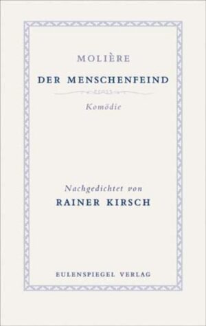 Molières "Menschenfeind" gehört zu den Werken, die über die Jahrhunderte hinweg noch immer zu uns sprechen, ist ein Muster psychologischer Klarsicht und realistischer Gesellschaftsanalyse. Das Stück über den erbitterten und selbstgerechten Ankläger einer intriganten und korrupten Gesellschaft, der eine Niederlage nach der anderen hinnehmen muss, begründete den Ruf des großen französischen Dramatikers, nicht zuletzt, weil es die Maxime aufs Trefflichste erfüllt: "Die Pflicht der Komödie ist es, die Menschen zu bessern, indem man sie amüsiert." Es glänzt mit komischen und tragikomischen Szenen sowie funkelnden Dialogen, an denen sich schon viele Schriftsteller und Übersetzer versucht haben. In Rainer Kirschs geschmeidig-gedankenreicher Versübersetzung springt der Funke auch in deutscher Sprache über.