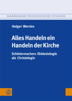 Menschliches Zusammenleben bedarf der Formen und orientiert sich an Vorbildern. Das gilt auch für die Kirche. Sie begreift Jesus Christus als ihr Urbild und ihren Grund, aber auch als Vorbild für kirchliches Leben. Christlich-gemeinschaftliches Leben kann nur im Rekurs auf das Handeln Jesu Christi gelingen. Holger Werries zeigt, dass schon bei Friedrich Schleiermacher die ekklesiologischen Aussagen aller Disziplinen geleitet sind vom Urbild und Vorbild Jesu Christi. Schleiermachers Ekklesiologie ist die konsequente Fortsetzung seiner Christologie. Als Implikat seiner Christologie orientiert die Ekklesiologie kirchliches Handeln-gerade auch dort, wo dieses die Wohlordnung der Gesellschaft im Ganzen im Blick hat. All Actions Mean Actions of the Church Schleiermacher’s Ecclesiology as Christology Human coexistence needs a formal frame and ideals to follow. This also applies to the church. It understands Jesus Christ as its archetype and foundation, but also as the model of ecclesiastic life. Christian communal life can succeed only with recourse to the actions of Jesus Christ. Holger Werries demonstrates that already in the writings of Friedrich Schleiermacher the ecclesiological messages of all disciplines are guided by the archetype and ideal of Jesus Christ. Schleiermacher’s ecclesiology is the consistent continuation of his Christology. As an implication of his Christology, ecclesiology determines the actions of the church-and particularly where these actions are concerned with the common weal of society as a whole.