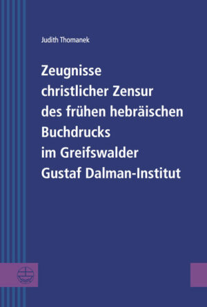 Die palästinakundliche Sammlung des Greifswalder Gustaf Dalman-Institutes beherbergt unter anderem eine Bibliothek wertvoller hebräischer Drucke aus dem 16.-18. Jahrhundert. Etwa 20 davon enthalten umfangreiche Zensurvermerke, die mehrheitlich aus Oberitalien stammen. Anhand dieses Materials untersucht die vorliegende Arbeit das Phänomen der päpstlichen Zensur jüdischer Bücher zunächst mit Blick auf das Verfahren und fragt nach den Zensoren, ihren Kriterien, Richtlinien und Methoden. Daraus ergibt sich sodann die Frage nach der christlichen Wahrnehmung des Judentums, die darin zum Ausdruck kommt. Um welche Sachverhalte wird gestritten? Was bedeutet die Zensur für die Textüberlieferung? Wie lassen sich die christlich-jüdischen Beziehungen im Spiegel solcher Diskurse beschreiben? Wissenskontrolle und Wissenstransfer erscheinen als die beiden Seiten ein und derselben Medaille. Der Horizont, den diese gründliche Studie öffnet, reicht damit weit über den Buchbestand der Greifswalder Sammlung hinaus. Testimonies of Christian Censorship of Early Hebrew Printing in the Greifswald Gustaf Dalman Institute The Palestine department of the Greifswald Gustaf Dalman Institute includes, among other things, a library of precious Hebrew prints from the 16th to the 18th century. About 20 of them contain extensive censors’ comments mainly of Northern Italian origin. Based on this material, the present work analyses the phenomenon of Papal censorship of Jewish books with regard to the procedures, the censors, their criteria, guiding principles, and methods. This leads to the question of the perception of Judaism that expresses itself in this process. What topics are controversial? What is the significance of censorship for the textual tradition? How could we describe the Christian-Jewish relationship as it is reflected in such discourses? Control of knowledge and control of transfer appear to be two sides of the same coin. The range of this thorough study reaches far beyond the collection of the Greifswald library.