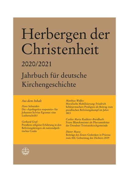 Die »Herbergen der Christenheit« erscheinen in der Reihe »Beiträge zur deutschen Kirchengeschichte«. Zum Redaktionsbeirat gehören: Jan Brademann (Anhalt), Wolfgang Krogel (Berlin-Brandenburg-schlesische Oberlausitz), Volker Gummelt (Pommern), Margit Scholz (Evangelische Kirche in Mitteldeutschland für die ehemalige provinzsächsische Kirche), Markus Hein (Landeskirche Sachsens) und Susanne Böhm (Evangelische Kirche in Mitteldeutschland für die ehemalige thüringische Landeskirche). Der Band 44 (2020/21) enthält neben Berichten aus den Arbeitsgemeinschaften und Vereinen für Kirchengeschichte und Buchbesprechungen folgende Hauptbeiträge: »Kleine und große Schatzkammern« (Thomas Wilhelmi)