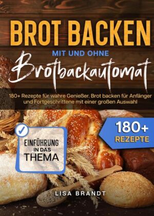 Eine super Investition und bestes Brot genießen Wenn man einen Brotbackautomat einsetzt, bringt das einige Vorteile gegenüber gekauftem oder im Ofen selbst gebackenen Brot: - Es gibt verschiedene Programme für jede Art von Brot - im Ihrem Brot befinden sich nur die Inhaltsstoffe, die man auch selbst hineingibt - Es gibt keine Zusätze oder Backhilfsmittel - Ihr Brot ist immer frisch (Die Brotbackautomat Rezepte helfen Ihnen dabei) - Ihr Brot lässt sich nach individuellem Geschmack herstellen Bei jedem Brotbackautomaten gibt es unterschiedliche Programme, die Ihnen die vielfältige Nutzung erleichtern. Möchten Sie beispielsweise frische Krapfen, Pizza oder Baguette backen, die Sie nicht in der integrierten Brotbackform ausbacken können, kann Ihnen das Teigprogramm einer Brotbackmaschine sehr hilfreich sein. Sie geben einfach die notwendigen Zutaten, wie Mehl, Flüssigkeit, Hefe (entsprechend Ihres ausgewählten Rezepts) in die Teigform von Ihrer Brotbackmaschine und starten das Teigprogramm. Je nach Modell, ist der frische Hefeteig bereits nach ca. 1,5 Stunden nicht nur gut durchgeknetet, sondern auch gegangen, sodass Sie ihn gleich, wie gewünscht weiterverarbeiten können. Sie können dann Ihre Krapfen kugeln und in der Fritteuse ausbacken, den Pizzateig auf dem Blech verteilen, belegen und im Backofen backen oder Ihren Baguetteteig zu einem Rechteck ausrollen, aufrollen, einschneiden und im Backofen aufbacken. (Mehr Infos finden Sie im Buch)