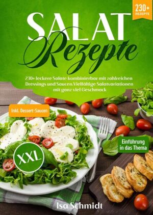 Dieses Salat-Kochbuch ist voll von köstlichen, leicht zuzubereitenden Rezepten! Mit über 230+ Rezepten zur Auswahl, finden Sie in diesem Kochbuch bestimmt das, wonach Sie suchen... Achtsam und zielgerichtet zu essen ...ist eine Form der Selbstfürsorge und Ernährung. Achtsames Essen hilft uns auch, uns der Verbindung zwischen Geist, Körper und Nahrung bewusst zu werden. Versuchen wir, mit unserem Essen eine emotionale Leere zu füllen, oder verspüren wir tatsächlich echten Hunger? Dies zu erkennen ist der Schlüssel zum Abbau von emotionalem Essen, und es beginnt damit, dass wir Spaß haben und in der Küche experimentieren, um eine gesunde Beziehung nicht nur zu unserem Essen, sondern auch zu den Botschaften unseres Körpers aufzubauen. Den ultimativen Salat zubereiten Der ultimative Salat ist ein genussvolles Festmahl aus köstlichen und vielseitigen Zutaten, das die Sinne beflügelt und den Gaumen in Vorfreude auf all die lebendigen Aromen und wohltuenden Nährstoffe für unseren Körper jubeln lässt. Mit ein wenig Vorbereitung ist es ganz einfach, Ihren Kühlschrank und Ihre Vorratskammer mit all den gesunden Zutaten zu füllen, die Sie für Ihren Salat brauchen. Denken Sie an Abwechslung - Farben, Aromen und Textur sind Ihre Freunde, und mit nur wenigen Hauptzutaten sind Salate der perfekte Weg, um sicherzustellen, dass Sie eine nährstoffreiche Mahlzeit zu sich nehmen und Heißhungerattacken in Schach halten. Tipps, die Ihren Salat noch schmackhafter machen 1. Denken Sie daran, achtsam zu essen Entspannen Sie sich, essen Sie langsam und achten Sie auf die Beschaffenheit, den Geschmack und die Gerüche. Denken Sie an die Nahrung, die Sie Ihrem Körper zuführen. Achten Sie auf Ihr Verlangen und die Gefühle, die beim Essen ausgelöst werden. Lernen Sie zu essen, wenn Sie hungrig sind, und aufzuhören, wenn Sie gesättigt sind, und gehen Sie wirklich auf Ihr Verlangen ein. 2. Salat ist nicht gleich Salat Je dunkler die Farbe (und je größer die Vielfalt in der Schüssel), desto besser ist der Nährwert. 3. Das Sprichwort "Du bist, was du isst" könnte nicht wahrer sein. Vor allem, wenn es um die Ernährung mit tierischem Eiweiß geht. Konventionell aufgezogene Tiere werden mit übermäßigen Mengen an Getreide gefüttert, um eine schnelle Gewichtszunahme zu erreichen. Außerdem erhalten sie Dosen von Pestiziden, Herbiziden und Antibiotika, die in ihrem Fettgewebe gespeichert und schließlich von uns verzehrt werden. Bei der Wahl Ihrer Proteinquelle sollten grasgefütterte, auf der Weide gezüchtete oder in freier Wildbahn gefangene Quellen stets oberste Priorität haben. (mehr Informationen finden Sie im Buch)