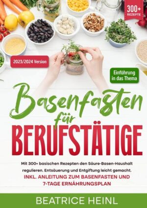 Dieses Basenfasten-Kochbuch ist voll von köstlichen, leicht zuzubereitenden Rezepten! Mit über 300+ Rezepten zur Auswahl, finden Sie in diesem Kochbuch bestimmt das, wonach Sie suchen... Sie haben sicher schon bemerkt …dass immer mehr Menschen unter chronischen Magen- und Darmbeschwerden leiden. Schließlich kommt der Spruch "Es schlägt mir auf den Magen" nicht von ungefähr. Stress, Ärger und Traurigkeit machen sich körperlich bemerkbar. Aber auch eine zunehmende Übersäuerung des Körpers ist schuld an regelmäßig wiederkehrenden Bauchschmerzen, Durchfall und Blähungen. Die zunehmende Übersäuerung? Ja, genau! Man könnte auch sagen: Wenn der pH-Wert deines Körpers aus dem Gleichgewicht gerät, ist der Säure-Basen-Haushalt nicht mehr ausgeglichen und dein Körper übersäuert. Das kann zu Organ- und Gewebeschäden führen und bildet im schlimmsten Fall den Nährboden für schwere Krankheiten. Deshalb ist es wichtig, der Übersäuerung des Körpers rechtzeitig entgegenzuwirken. Es gibt immer mehr Menschen …die sehr viel Wert auf ihre Ernährung legen und sich zum Beispiel ausschließlich vegetarisch oder vegan ernähren. Für viele von uns sollte das Essen aber vor allem eines sein: leicht zuzubereiten. Wir leben in einer Zeit, in der alles schnell gehen muss. Hektik und Stress gehören zum Alltag und nur die wenigsten Menschen nehmen sich wirklich die Zeit, ihre Lebensmittel sorgfältig auszuwählen, jeden Tag frisch zu kochen und in Ruhe zu essen. Hier kommt das Basenfasten ins Spiel! Denn eine ungesunde Ernährung, unverhältnismäßig große Portionen, Hektik, Stress, wenig Bewegung und Genussmittel in Form von Alkohol, Zigaretten und Kaffee hinterlassen ihre Spuren. Wenn Sie dem entgegenwirken wollen, kommen Sie nicht umhin, Ihren Körper zu entlasten und zu regenerieren. Sicherlich haben Sie in diesem Zusammenhang schon einmal vom Heilfasten gehört? Dabei wird für eine bestimmte Zeit - idealerweise unter ärztlicher Aufsicht - fast vollständig auf die Nahrungsaufnahme verzichtet. Basenfasten bietet also eine wunderbare Alternative zum Heilfasten und ist nicht umsonst eine beliebte Variante der Entgiftung. Beim Basenfasten muss man sich nicht hungern, sondern kann sich satt essen und nebenbei den Körper entgiften. Das ist zwar nicht ganz so einfach, aber immerhin braucht man keine ärztliche Aufsicht. Außerdem können Sie die Kur viel leichter in Ihren Alltag integrieren. Klingt ziemlich verlockend, nicht wahr? (mehr Informationen finden Sie im Buch)