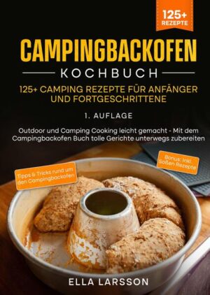 Wie funktioniert dieser „Campingbackofen“? Der Boden und das Gehäuse funktionieren ähnlich wie ein Multikocher. Der Brenner heizt den Boden direkt auf, wodurch der Luftspalt zwischen Boden und Korpus erwärmt wird. Dieser Luftspalt gibt dann sanfte, indirekte Wärme an den Boden des Körpers ab. Die Wärme des Brenners wandert auch direkt nach oben, durch den Boden und den Korpus über die zentrale Luftsäule, und wird vom Deckel aufgefangen. Kleine Entlüftungsöffnungen an der Seite des Deckels leiten die Wärme nach unten über die Speisen, bevor sie entweichen kann. Das Ergebnis ist, dass der Korpus sowohl von unten als auch von oben indirekt beheizt wird, was den Bedingungen in einem typischen Haushaltsofen entspricht. Die Speisen im Inneren des Behälters werden gleichmäßig von allen Seiten erhitzt. So erzielen Sie die besten Ergebnisse beim Kochen mit einem Campingbackofen Finden Sie die richtige Heizstufe Beim Kochen mit einem Gasherd sollten Sie diesen eher auf eine niedrige Stufe einstellen, wenn sie den Campingbackofen verwenden. Wenn Ihr Kochfeld weniger leistungsstark ist, müssen Sie möglicherweise mit den Einstellungen experimentieren, um die besten Ergebnisse zu erzielen. Es mag zwar eine gute Idee sein, die Hitze zu erhöhen, um den Garprozess zu beschleunigen, aber das kann dazu führen, dass der Boden verbrennt und die Oberseite nicht gar wird. Vorheizen auf Elektrokochfeldern oder für schnelles Garen Sie können den Campingbackofen für schnelle Dinge wie das Rösten von Nüssen oder das Aufwärmen von Brot verwenden. In diesen Fällen ist es am besten, den Ofen vorzuheizen, indem Sie den Campingbackofen-Boden 5-10 Minuten vor dem Garen aufheizen. Das Vorheizen wird empfohlen, wenn Sie ein Rezept zubereiten, das weniger als 20 Minuten dauert. Wenn Sie auf einem Elektroherd kochen, sollten Sie den Boden unabhängig von der Garzeit immer vorheizen. (mehr Tipps finden Sie im Buch)