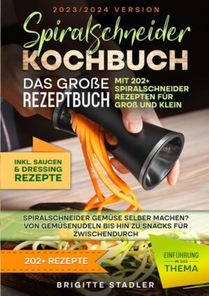 Dieses Spiralschneider-Kochbuch ist voll von köstlichen, leicht zuzubereitenden Rezepten! Mit über 120+ Rezepten zur Auswahl, finden Sie in diesem Kochbuch bestimmt das, wonach Sie suchen... Die Technologie bahnt sich ihren Weg... durch unser Leben und hält auch in unserer Küche Einzug. Es gibt neuere Arten von Küchenhelfern und Geräten, die es einfacher machen, gesundes Essen zu Hause zuzubereiten. Ein Spiralschneider ist eine kostengünstige, benutzerfreundliche Schneidemaschine mit einer Auswahl an Klingen, mit denen Sie aus Gemüse und Obst eine Vielzahl verschiedener Spiralen, Nudeln und Bänder herstellen können. Das Spiralisieren kann Ihnen dabei helfen, Zeit zu sparen, da Obst und Gemüse mit einem Spiralschneider sehr schnell und einfach zubereitet werden kann. Ein Spiralschneider ist... das ideale Gerät für gesundheitsbewusste Köche, da Sie Kohlenhydrate wie Nudeln und Reis einsparen können, indem Sie sie durch spiralisiertes Obst und Gemüse ersetzen. Zeitersparnis Spart zweifellos Zeit, da das Hacken und Schneiden des Gemüses entfällt. Sie brauchen nicht ewig in der Küche zu stehen, um eine leckere und gesunde Mahlzeit für Ihre Familie zuzubereiten. Der Spiralschneider verkürzt die Zeit, die für die Zubereitung des Gemüses benötigt wird, so dass Sie das Gemüse einfach spiralisieren und in den Kochtopf geben können. Verschiedene Klingen für verschiedene Formen Größen und Formen der Scheiben ganz nach Ihrem Geschmack, z. B. dicke oder dünne Scheiben, geraspelt oder gewürfelt, Keile oder Nudeln. Keine Messer mehr Wenn Sie nicht wie ein Koch oder Profi mit dem Messer umgehen können, ist das kein Problem. Vergessen Sie die Messer und kaufen Sie sich einen Spiralschneider. (mehr Informationen finden Sie im Buch)