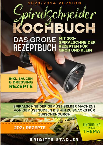 Dieses Spiralschneider-Kochbuch ist voll von köstlichen, leicht zuzubereitenden Rezepten! Mit über 120+ Rezepten zur Auswahl, finden Sie in diesem Kochbuch bestimmt das, wonach Sie suchen... Die Technologie bahnt sich ihren Weg... durch unser Leben und hält auch in unserer Küche Einzug. Es gibt neuere Arten von Küchenhelfern und Geräten, die es einfacher machen, gesundes Essen zu Hause zuzubereiten. Ein Spiralschneider ist eine kostengünstige, benutzerfreundliche Schneidemaschine mit einer Auswahl an Klingen, mit denen Sie aus Gemüse und Obst eine Vielzahl verschiedener Spiralen, Nudeln und Bänder herstellen können. Das Spiralisieren kann Ihnen dabei helfen, Zeit zu sparen, da Obst und Gemüse mit einem Spiralschneider sehr schnell und einfach zubereitet werden kann. Ein Spiralschneider ist... das ideale Gerät für gesundheitsbewusste Köche, da Sie Kohlenhydrate wie Nudeln und Reis einsparen können, indem Sie sie durch spiralisiertes Obst und Gemüse ersetzen. Zeitersparnis Spart zweifellos Zeit, da das Hacken und Schneiden des Gemüses entfällt. Sie brauchen nicht ewig in der Küche zu stehen, um eine leckere und gesunde Mahlzeit für Ihre Familie zuzubereiten. Der Spiralschneider verkürzt die Zeit, die für die Zubereitung des Gemüses benötigt wird, so dass Sie das Gemüse einfach spiralisieren und in den Kochtopf geben können. Verschiedene Klingen für verschiedene Formen Größen und Formen der Scheiben ganz nach Ihrem Geschmack, z. B. dicke oder dünne Scheiben, geraspelt oder gewürfelt, Keile oder Nudeln. Keine Messer mehr Wenn Sie nicht wie ein Koch oder Profi mit dem Messer umgehen können, ist das kein Problem. Vergessen Sie die Messer und kaufen Sie sich einen Spiralschneider. (mehr Informationen finden Sie im Buch)