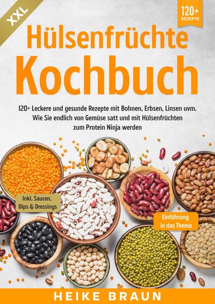 Dieses Hülsenfrüchte-Kochbuch ist voll von köstlichen, leicht zuzubereitenden Rezepten! Mit über 120+ Rezepten zur Auswahl, finden Sie in diesem Kochbuch bestimmt das, wonach Sie suchen... Gesunde Lebensmittel… …scheinen manchmal unerschwinglich zu sein, aber das muss nicht sein. Ein Beispiel: Hülsenfrüchte, die Familie der Lebensmittel, zu der Bohnen, Erbsen und Linsen gehören. Hülsenfrüchte sind nicht nur ein wahres Kraftpaket an Nährstoffen, sie sind auch preiswert, im Handel leicht zu finden und vielseitig genug, um in einer Vielzahl von Gerichten verwendet zu werden. Sie liefern Nährstoffe in einer Form, die preiswert, gut lagerbar und köstlich ist. Sie sind eine erschwingliche Möglichkeit, eine Mahlzeit zu "strecken", indem sie für sehr wenig Geld mehr Nährstoffe und mehr Volumen bieten. Hülsenfrüchte in ihren vielen Formen sollten Sie auf jeden Fall auf Ihrem Radar haben, wenn Sie versuchen, Ihren Fleischkonsum zu reduzieren. Bohnen und Linsen sind dank ihres Nährstoffprofils Grundnahrungsmittel in der pflanzlichen Ernährung, und Hülsenfrüchte können in fast jedem Gericht einen proteinreichen Ersatz für Fleisch bieten. Was sind Hülsenfrüchte? Hülsenfrüchte sind alle Pflanzen aus der botanischen Familie der Fabaceae (oder Leguminosae). Aber für den Laien sind Hülsenfrüchte in der Regel eine Schote mit einem Samen darin, und der Samen ist der Teil, den wir essen (auch bekannt als Hülsenfrucht). Welche Lebensmittel werden als Hülsenfrüchte bezeichnet? Hülsenfrüchte umfassen eine Vielzahl von Zutaten, darunter Bohnen, Erbsen, Kichererbsen, Linsen und sogar Erdnüsse! Was ist der Unterschied zwischen Bohnen und Hülsenfrüchten? Alle Bohnen sind Hülsenfrüchte, aber nicht alle Hülsenfrüchte sind Bohnen! Während Hülsenfrüchte die Pflanzenklasse bezeichnen, sind Bohnen die Samen, die von bestimmten Pflanzen gesammelt werden. Sind Hülsenfrüchte gesund? Hülsenfrüchte sind in der vegetarischen Ernährung kein Fremdwort, und das aus gutem Grund! Sie sind dafür bekannt, dass sie viel Eiweiß und Eisen sowie andere wichtige Nährstoffe wie Zink, Folsäure und Kalium enthalten. Auch in Bezug auf die Kohlenhydrate sind sie gesund. Hülsenfrüchte haben einen hohen Anteil an resistenten Ballaststoffen, d. h. sie werden nicht aufgespalten, bis sie in den Darm gelangen, wo sich die gesunden Darmbakterien von ihnen ernähren. Das kann zwar bei manchen Menschen zu Blähungen führen, ist aber auch ein Grund dafür, dass Hülsenfrüchte so gesund sind! Dadurch haben Hülsenfrüchte einen niedrigen glykämischen Index, was bedeutet, dass sie den Blutzuckerspiegel nicht in die Höhe treiben und dazu beitragen, dass Sie länger satt bleiben. (mehr Informationen finden Sie im Buch)