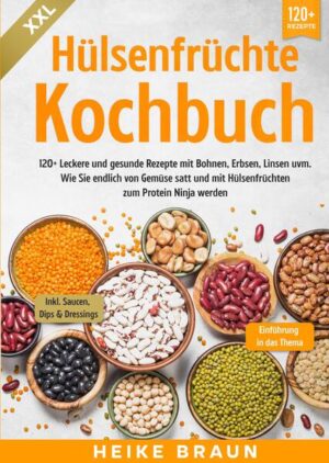 Dieses Hülsenfrüchte-Kochbuch ist voll von köstlichen, leicht zuzubereitenden Rezepten! Mit über 120+ Rezepten zur Auswahl, finden Sie in diesem Kochbuch bestimmt das, wonach Sie suchen... Gesunde Lebensmittel… …scheinen manchmal unerschwinglich zu sein, aber das muss nicht sein. Ein Beispiel: Hülsenfrüchte, die Familie der Lebensmittel, zu der Bohnen, Erbsen und Linsen gehören. Hülsenfrüchte sind nicht nur ein wahres Kraftpaket an Nährstoffen, sie sind auch preiswert, im Handel leicht zu finden und vielseitig genug, um in einer Vielzahl von Gerichten verwendet zu werden. Sie liefern Nährstoffe in einer Form, die preiswert, gut lagerbar und köstlich ist. Sie sind eine erschwingliche Möglichkeit, eine Mahlzeit zu "strecken", indem sie für sehr wenig Geld mehr Nährstoffe und mehr Volumen bieten. Hülsenfrüchte in ihren vielen Formen sollten Sie auf jeden Fall auf Ihrem Radar haben, wenn Sie versuchen, Ihren Fleischkonsum zu reduzieren. Bohnen und Linsen sind dank ihres Nährstoffprofils Grundnahrungsmittel in der pflanzlichen Ernährung, und Hülsenfrüchte können in fast jedem Gericht einen proteinreichen Ersatz für Fleisch bieten. Was sind Hülsenfrüchte? Hülsenfrüchte sind alle Pflanzen aus der botanischen Familie der Fabaceae (oder Leguminosae). Aber für den Laien sind Hülsenfrüchte in der Regel eine Schote mit einem Samen darin, und der Samen ist der Teil, den wir essen (auch bekannt als Hülsenfrucht). Welche Lebensmittel werden als Hülsenfrüchte bezeichnet? Hülsenfrüchte umfassen eine Vielzahl von Zutaten, darunter Bohnen, Erbsen, Kichererbsen, Linsen und sogar Erdnüsse! Was ist der Unterschied zwischen Bohnen und Hülsenfrüchten? Alle Bohnen sind Hülsenfrüchte, aber nicht alle Hülsenfrüchte sind Bohnen! Während Hülsenfrüchte die Pflanzenklasse bezeichnen, sind Bohnen die Samen, die von bestimmten Pflanzen gesammelt werden. Sind Hülsenfrüchte gesund? Hülsenfrüchte sind in der vegetarischen Ernährung kein Fremdwort, und das aus gutem Grund! Sie sind dafür bekannt, dass sie viel Eiweiß und Eisen sowie andere wichtige Nährstoffe wie Zink, Folsäure und Kalium enthalten. Auch in Bezug auf die Kohlenhydrate sind sie gesund. Hülsenfrüchte haben einen hohen Anteil an resistenten Ballaststoffen, d. h. sie werden nicht aufgespalten, bis sie in den Darm gelangen, wo sich die gesunden Darmbakterien von ihnen ernähren. Das kann zwar bei manchen Menschen zu Blähungen führen, ist aber auch ein Grund dafür, dass Hülsenfrüchte so gesund sind! Dadurch haben Hülsenfrüchte einen niedrigen glykämischen Index, was bedeutet, dass sie den Blutzuckerspiegel nicht in die Höhe treiben und dazu beitragen, dass Sie länger satt bleiben. (mehr Informationen finden Sie im Buch)